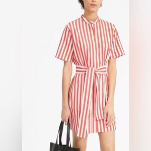 EVERLANE THE COTTON COLLARLESS BELTED SHIRTDRESS‎ SIZE 6